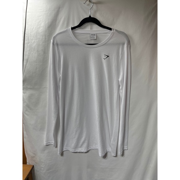 Gymshark Other - Gymshark Mens White Long Sleeve Training Shirt Crew Neck‎ Logo Size Large